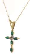Gorgeous Emerald and Diamond Cross Pendant on Chain