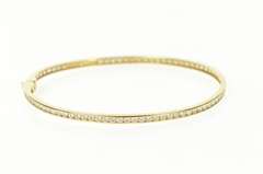 14K Yellow Gold Classic Oval Bangle Channel Cubic Zirconia Bracelet