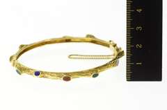 18K Yellow Gold Tree Branch Nature Motif Enamel Bangle Bracelet