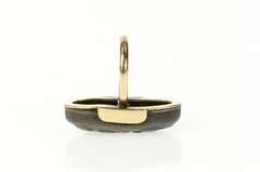 10K Yellow Gold Quail Cattail Scene Oval Domed Statement Ring