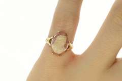 10K Yellow Gold Carved Carnelian Agate Cameo Statement Ring