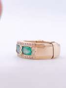 14kt Gold , Emerald, & Diamond Band Ring