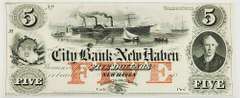 Gem Crisp 1800's $5 Note City Bank Of New Haven Connecticut!