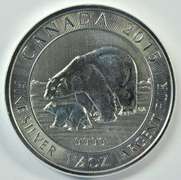 2015 Superb Gem BU 1.5 oz pure Silver Polar Bear & Cub