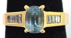 Refreshing Aquamarine & Diamond Ring in 14KT Yellow Gold