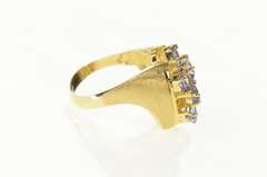 14K Yellow Gold Pear Tanzanite Cluster CZ Statement Ring