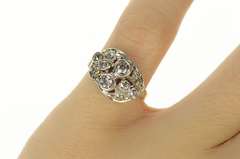 14K Yellow Gold Art Deco 0.88 Ctw Ornate Diamond Statement Ring