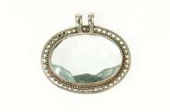 Sterling Silver Ornate Massive Sim. Aquamarine Statement Pendant
