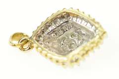 10K Yellow Gold Classic Squared Diamond Cluster Halo Pendant