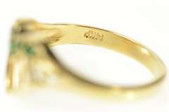 14K Yellow Gold Emerald Inset Heart Retro Love Symbol Ring