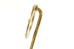 14K Yellow Gold Victorian Blue Enamel Seed Pearl Circle Stick Pin