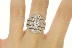 Sterling Silver Ornate Pave Cubic Zirconia Statement Ring