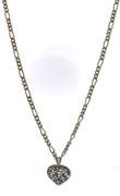 Sterling Silver Figaro Chain with Heart Pendant