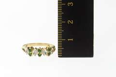 10K Yellow Gold Diamond Emerald Ornate Statement Band Ring