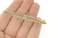 14K Yellow Gold 0.45 Ct Art Deco Diamond Filigree Bar Pin/Brooch