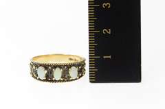 10K Yellow Gold Ornate Opal Etruscan Revival Statement Ring