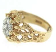 Gent's Yellow Gold Nugget 1cts Diamond Cluster Ring