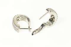 14K White Gold 1.36 Ctw Diamond Inside Outside Oval Hoop Earrings