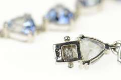 14K White Gold Trillion Syn. Tanzanite Statement Tennis Bracelet