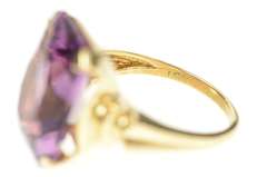 10K Yellow Gold 1960's Amethyst Retro Cocktail Statement Ring