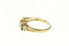 10K Yellow Gold Diamond Emerald Ornate Statement Band Ring