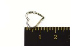 10K White Gold Diamond Inset Curvy Heart Love Symbol Pendant