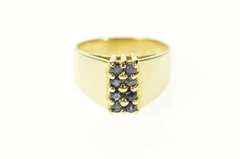 14K Yellow Gold Squared Sapphire Cluster Graduated Statement Ring