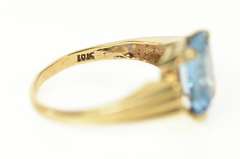 10K Yellow Gold Emerald Cut Blue Topaz Solitaire Statement Ring