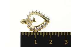 10K Yellow Gold Simple Diamond Accent Two Tone Wavy Heart Pendant