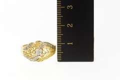 14K Yellow Gold Diamond Ornate Filigree Swirl Engagement Ring
