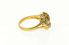 10K Yellow Gold Retro Classic Diamond Knot Swirl Statement Ring