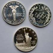 Three Modern Silver Dollar Proof Commemoratives