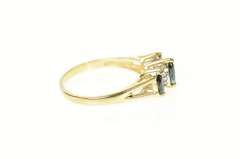 14K Yellow Gold Three Stone Sapphire Diamond Statement Band Ring