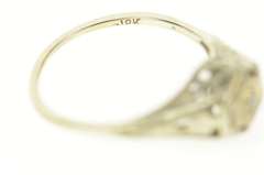 10K White Gold Art Deco Diamond Filigree Promise Engagement Ring