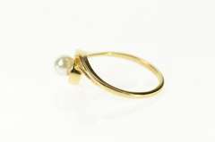 14K Yellow Gold Pearl Wavy Swirl Design Classic Statement Ring