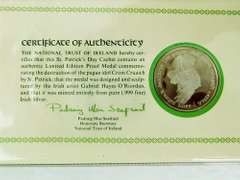 .999 Fine Irish Silver St. Patrick Day Medal & Cachet