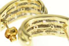 10K Yellow Gold 1.68 Ctw Round Baguette Diamond Semi Hoop Earrings