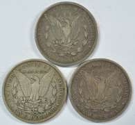 1886-O, 1888-O, 1889-O Morgan Silver Dollars. Nice circs