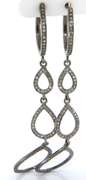 Flashy Silver Diamond Dangle Loopy Earrings