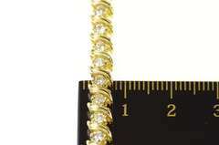 14K Yellow Gold 2.46 Ctw Classic Wavy Link Diamond Tennis Bracelet