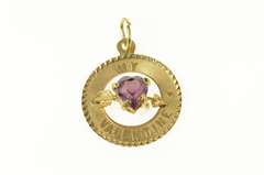 14K Yellow Gold My Valentine Retro 1960's Sim. Amethyst Pendant