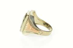 10K White Gold Art Deco D Monogram Two Tone Black Onyx Ring