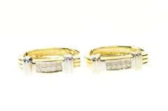14K Yellow Gold 0.60 Ctw Princess Diamond Oval Hoop Earrings