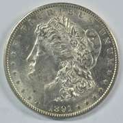 Lustrous BU 1891-S Morgan Silver Dollar. Full strike