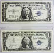 (2) Gem Crisp 1957B $1 Star Replacement Silver Certificates-Consecutive!