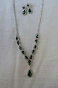 Set Of Emerald Color Fashion Jewelry Neck Lace And Earrings