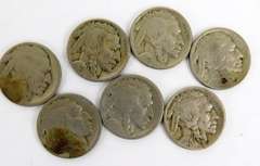 7 U.S. Buffalo Nickels