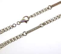Sterling Silver Double Rolo Chain With Brushed Tube Stations Chain