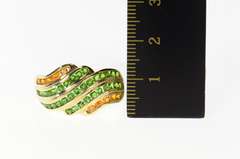10K Yellow Gold Wavy Tiered Channel Syn. Peridot & Citrine Ring