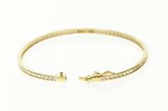 14K Yellow Gold Classic Oval Bangle Channel Cubic Zirconia Bracelet
